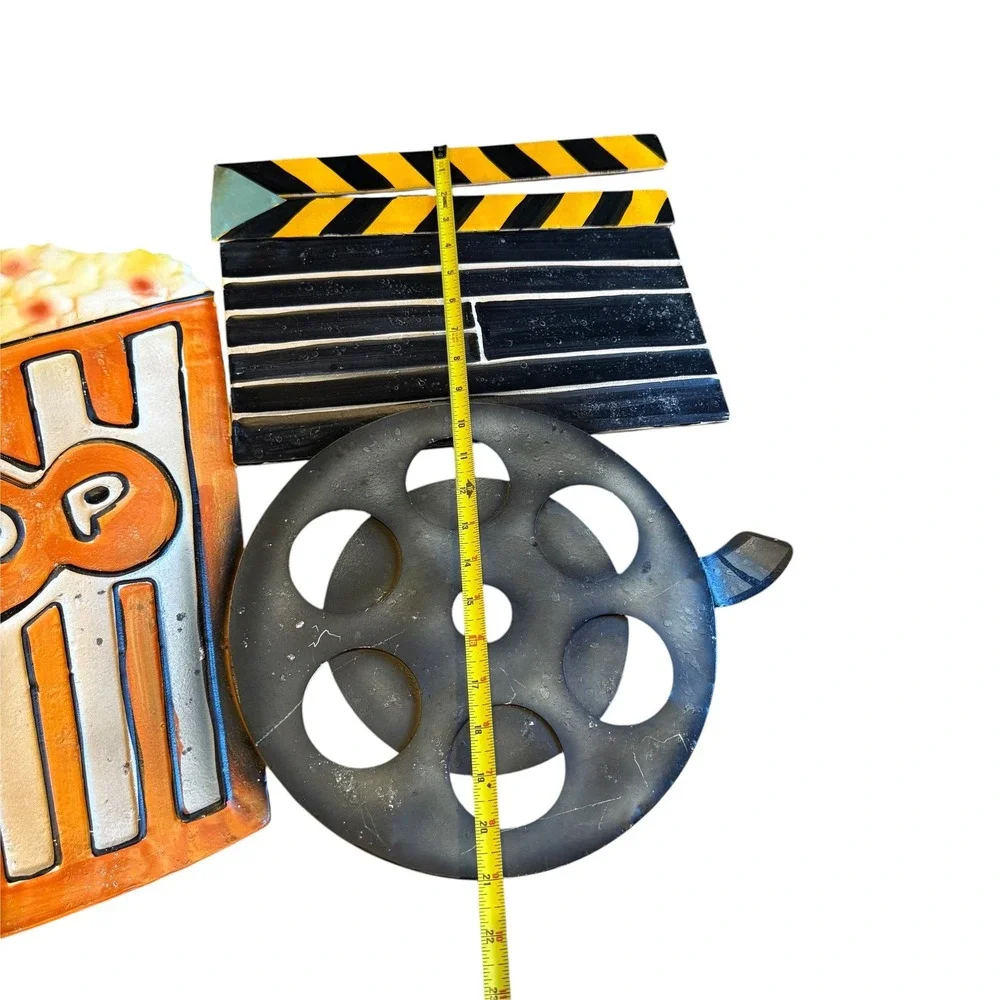 Unbranded Movie Theater Metal Wall Art Popcorn Film Reel Clapperboard Decor